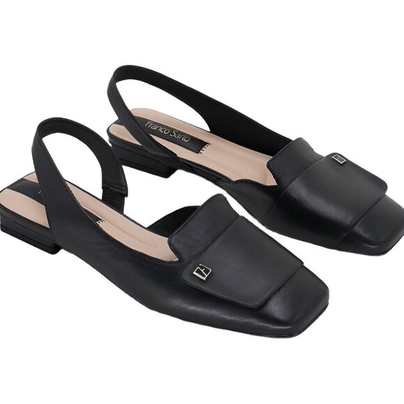Franco Sarto Teagan Square Toe Slingback Flat Black US 7M EU 37 - Picture 4 of 6
